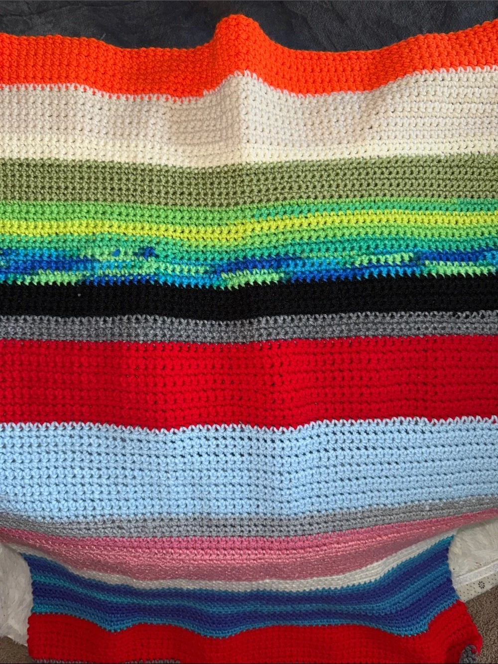 Colorful Striped Crochet Blanket - Multi